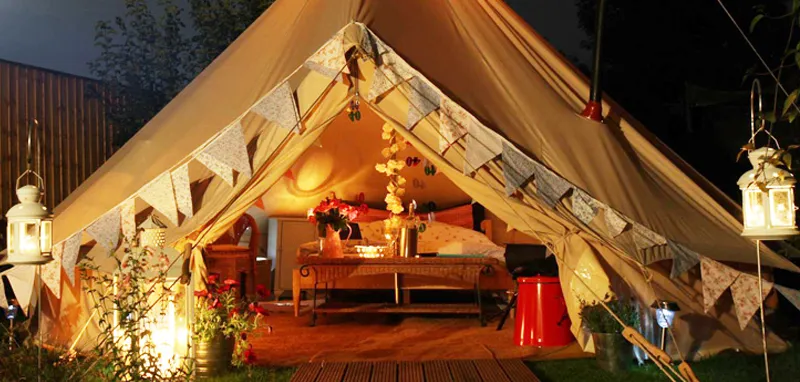 A picture of a beautiful glamping tent.